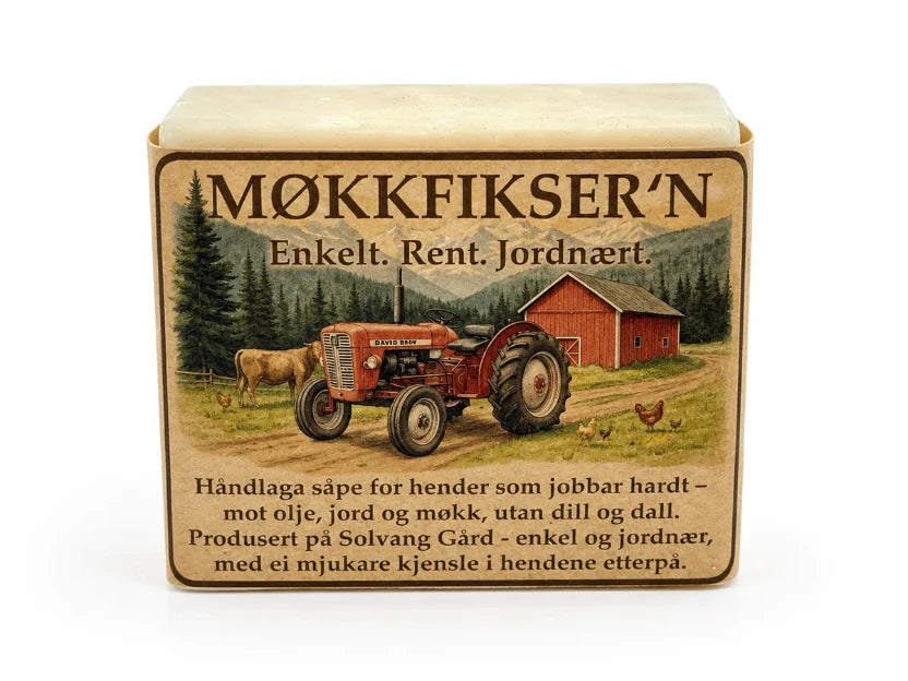 Møkkfikser'n såpe mot fett og olje. Helt naturlig og kraftig.